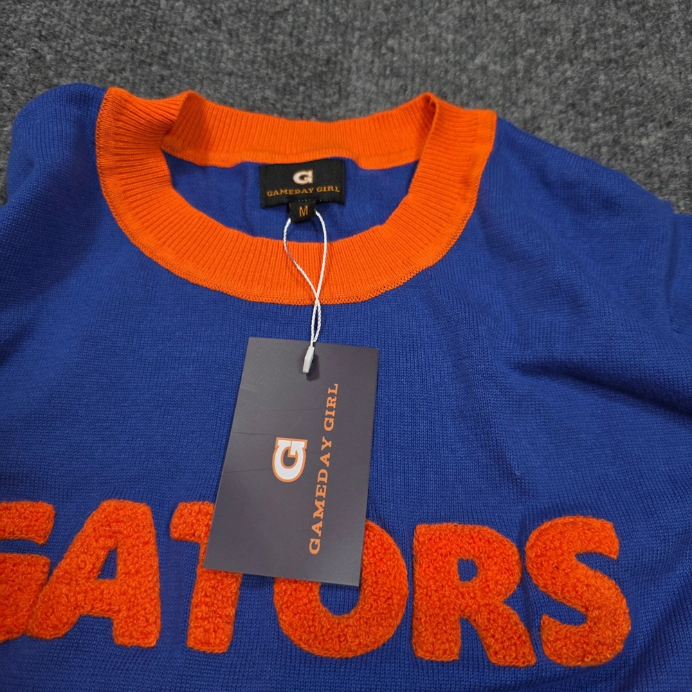 Florida Gators Gameday Girl Blue Orange Knit Short Sleeve Sweater Top Cheer New - Picture 9 of 14